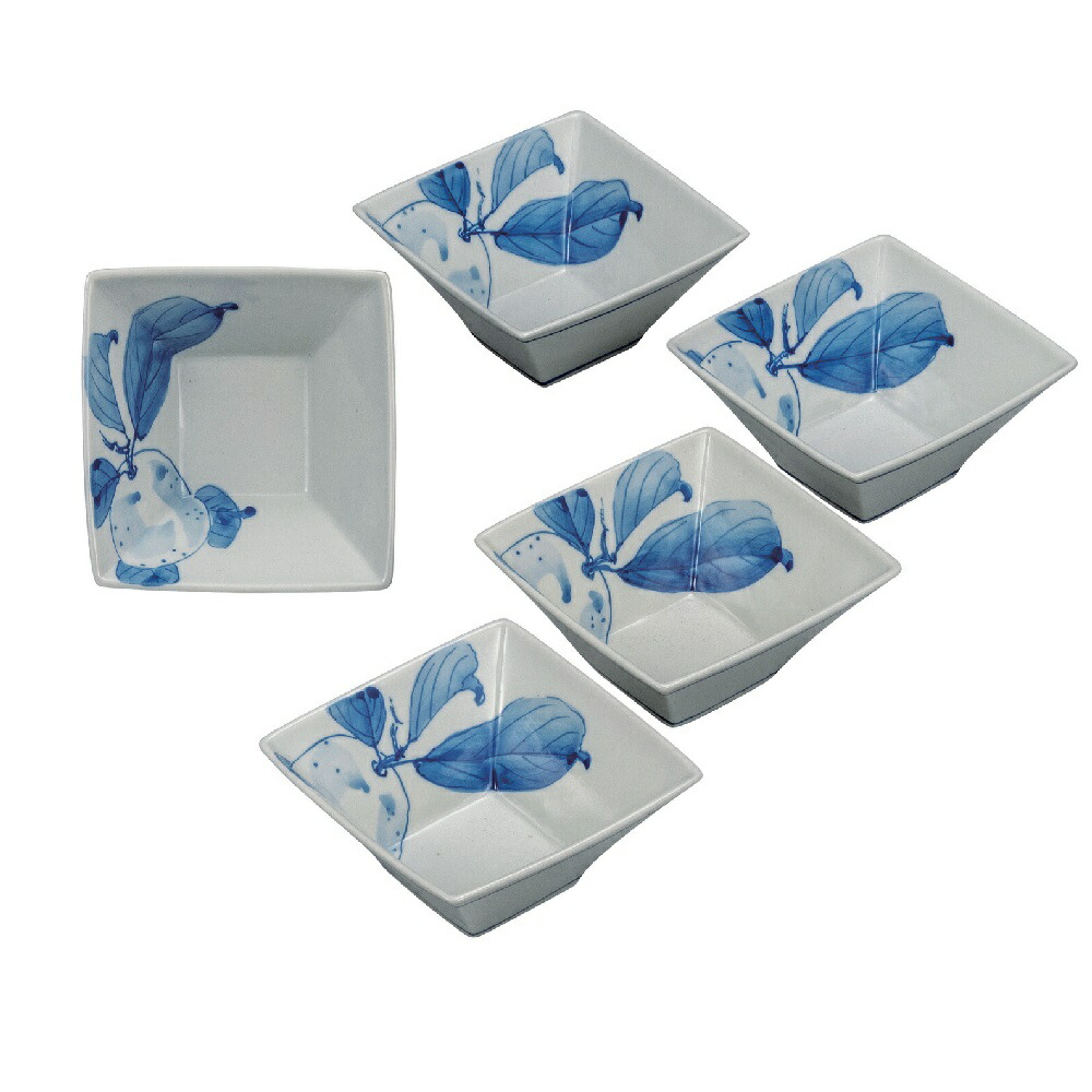 日本の伝統工芸品【九谷焼】3.5号小鉢揃 柚子 紅椿窯（5客組）