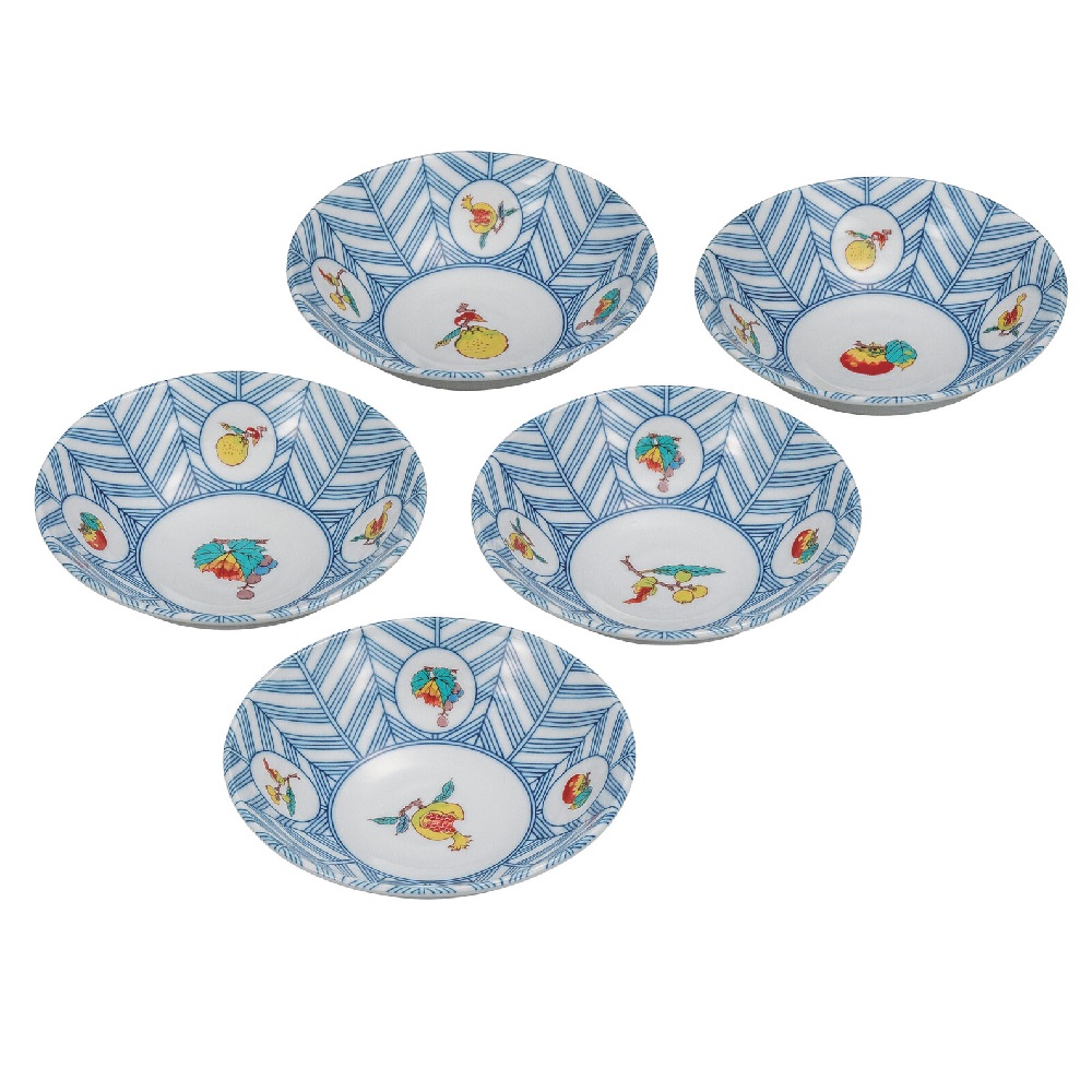 須田菁華　染付葡萄文向付 5客 値下げ！ 楽天市場】九谷焼：染付ぶどう文向付・須田菁華《小鉢・13.0cm