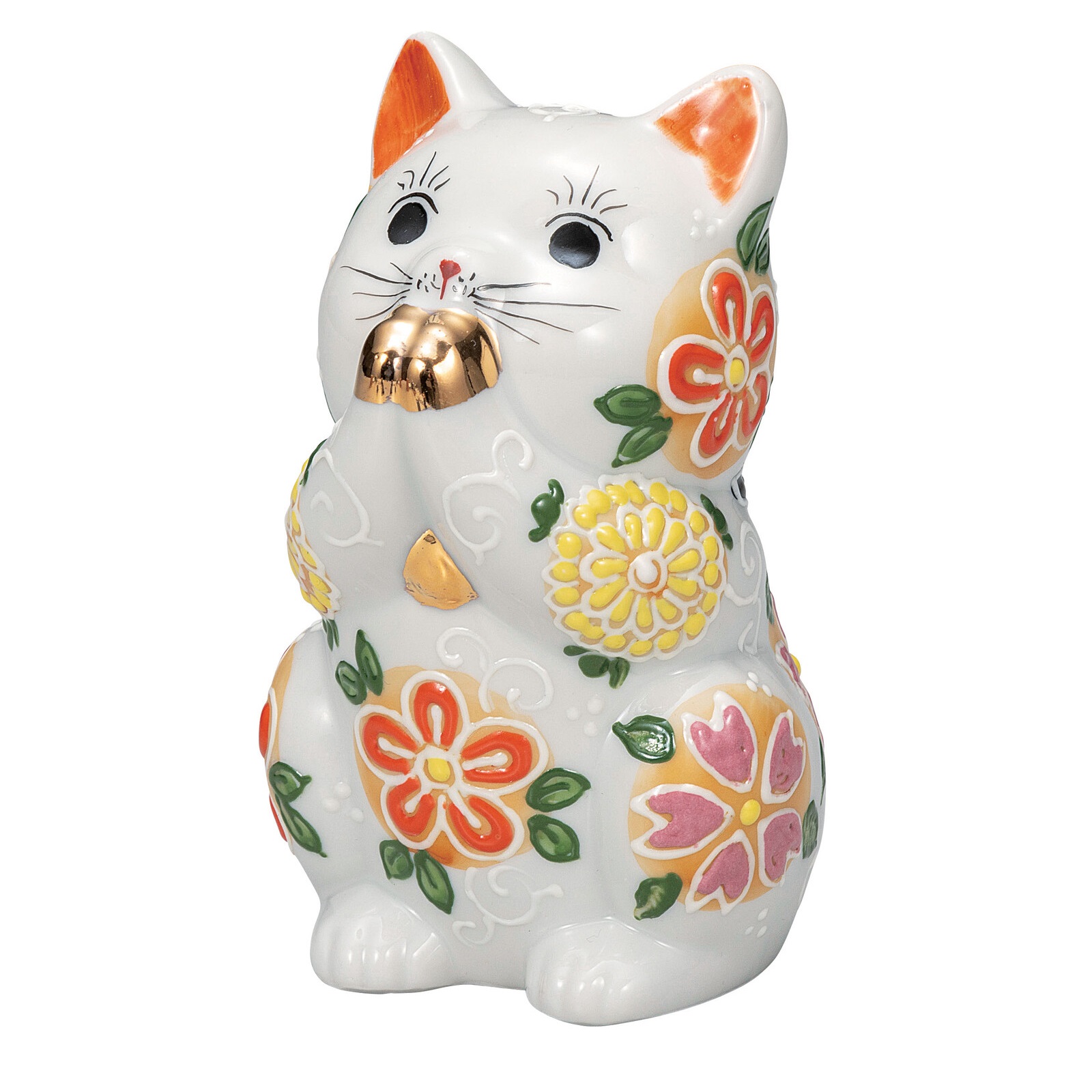 日本の伝統工芸品【九谷焼】3.8号お祈り猫 花はな|虹八-Kohya-