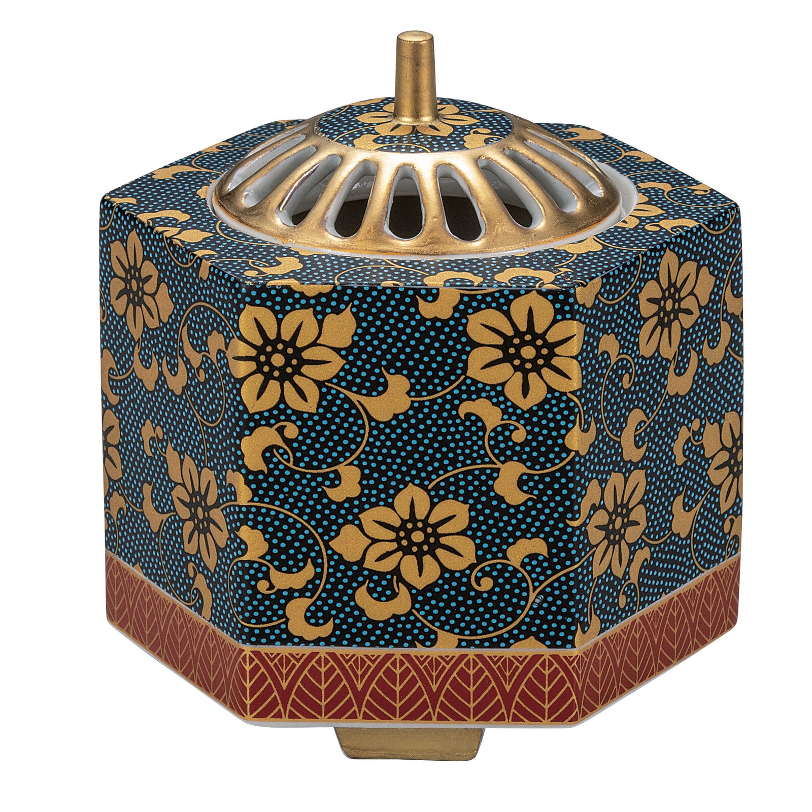 九谷焼香炉　本金青粒鉄線　佐伯信平作 楽天市場】九谷焼香炉 本金青粒鉄線 佐伯信平作【当日出荷可能