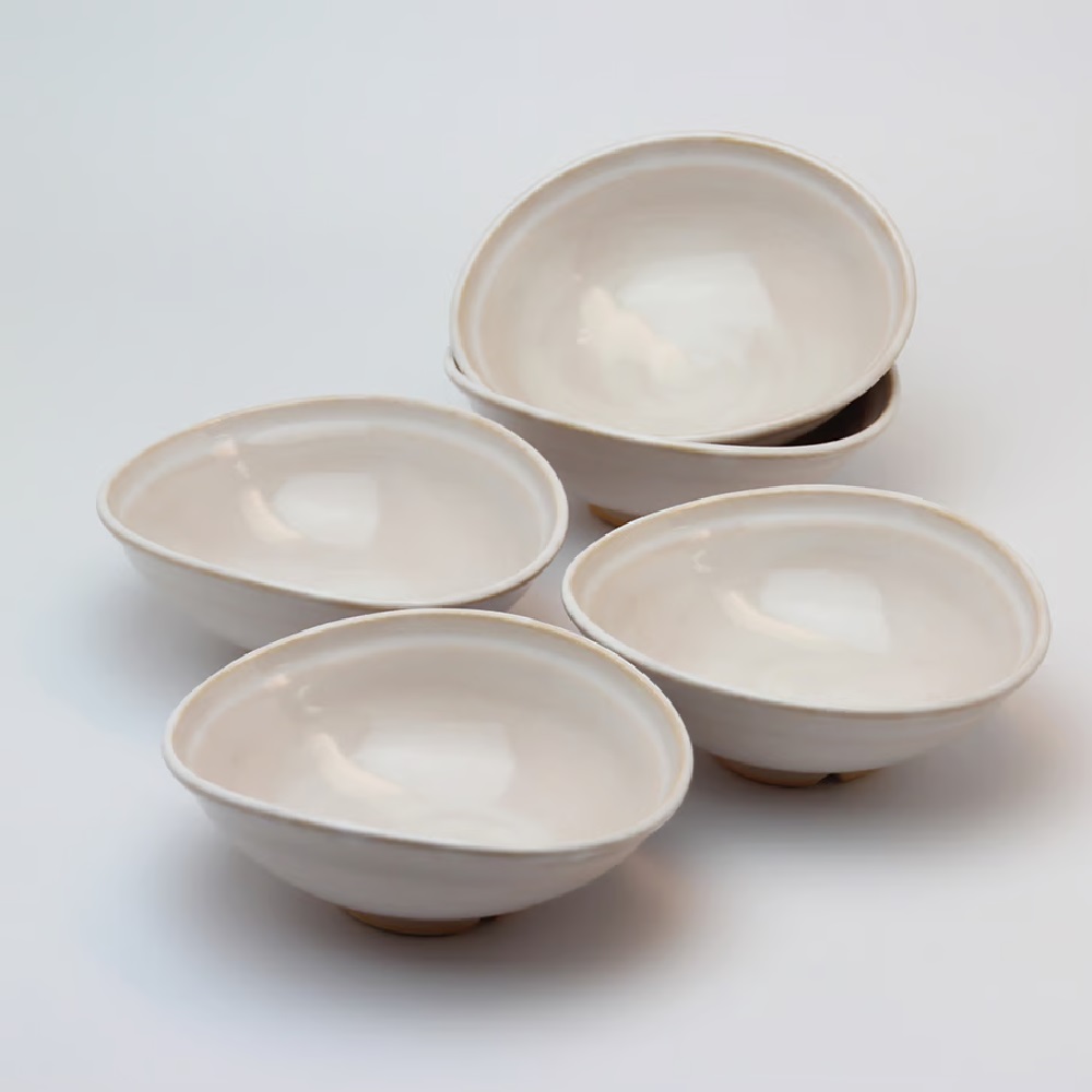 萩焼 椿秀窯 風雅小鉢揃　約φ13.0×12.0×H5.0cm×5客