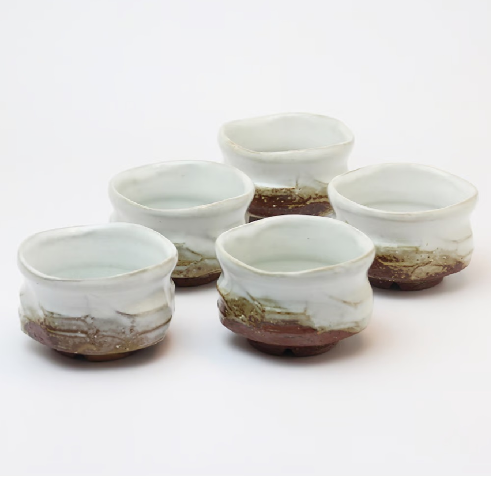 萩焼 椿秀窯 椋原 佳俊作 山翠汲み出し揃（約φ9.0×H6.0cm）（210ml）×5客