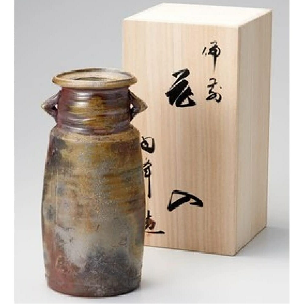 備前焼 木村陶峰 花入 花器 共箱付き 昭和レトロ 骨董品 楽天市場】【現品限り】 備前焼 耳付 花入 木村陶峰作 桐箱入り