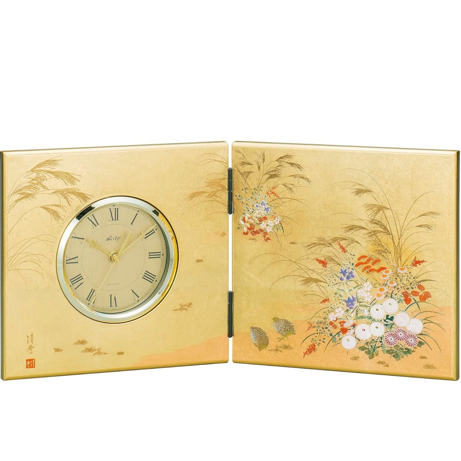 山中漆器 山中塗 屏風時計 大 みやび|虹八-Kohya-