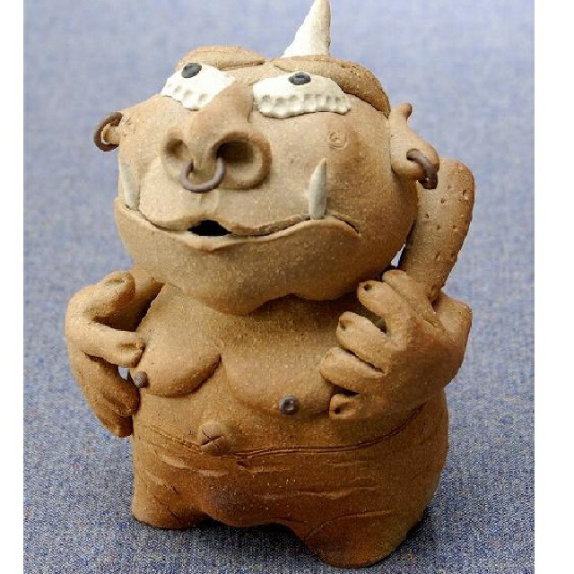 楽天市場】信楽焼 金棒鬼（小）［信楽焼 陶器 置物］ : 笑福工房 万兵