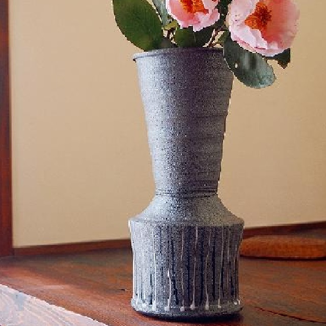 信楽焼 花瓶・花器 線(照幸作)