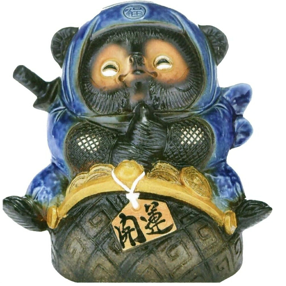 信楽焼 貯金箱 ガマグチ忍者狸貯金箱 6号｜虹八-Kohya-
