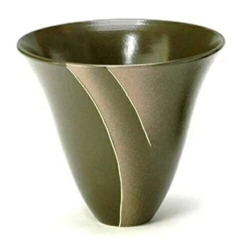 萬古焼 陶炎窯 大宮陶苑 花器 大シリーズ こげ茶ツヤあり 剣山受付