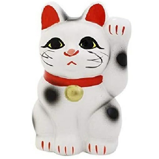 楽天市場】【送料無料：常滑焼】 招き猫（白福猫）右手 福 7号（高さ