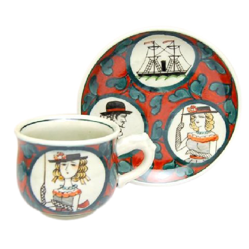有田焼 南蛮人（赤） コーヒー碗皿