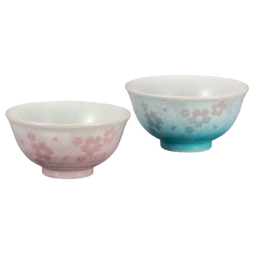 日本の伝統工芸品【九谷焼】組飯碗 銀彩さくら｜虹八-Kohya-