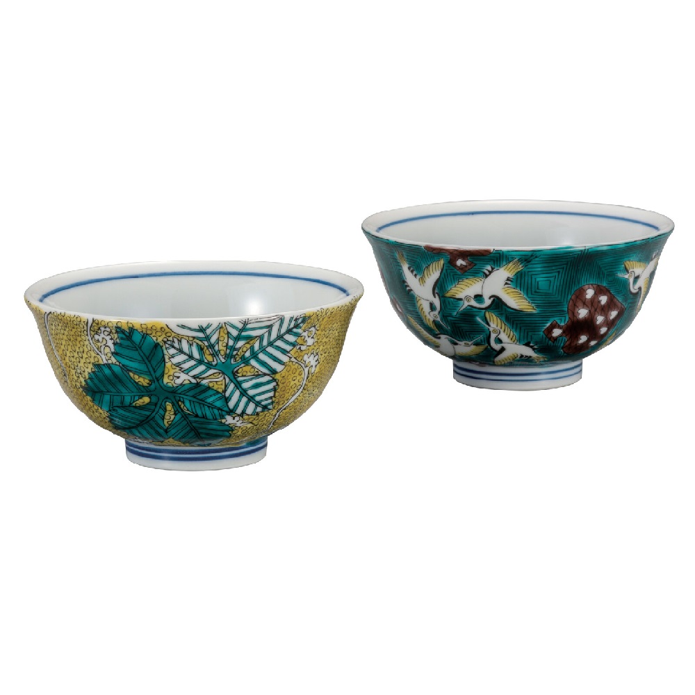 日本の言い慣わし芸術品【九谷焼】組飯碗 古九谷吉兆 キッチン用品・食器・調理器具-食器・カトラリー・グラス