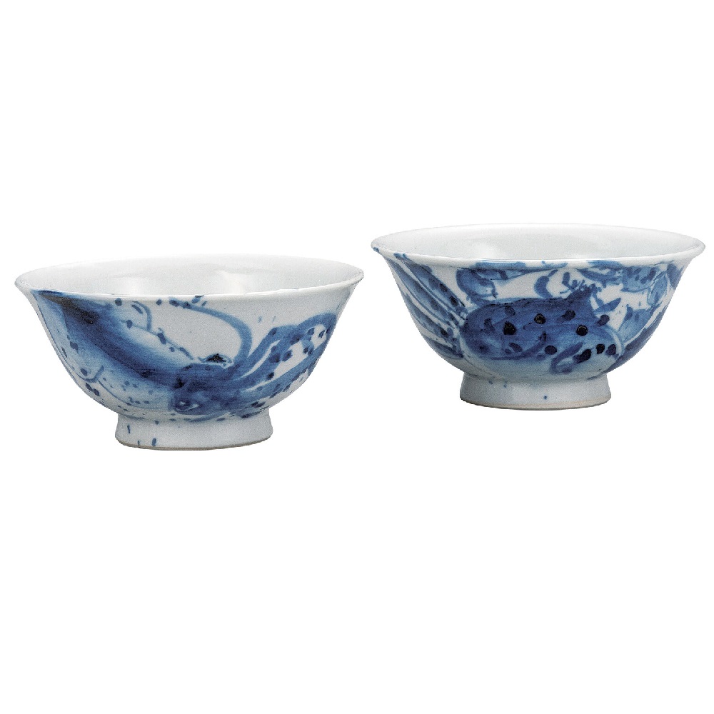 日本の伝統工芸品【九谷焼】組飯碗 海の幸 佐藤剛志｜虹八-Kohya-