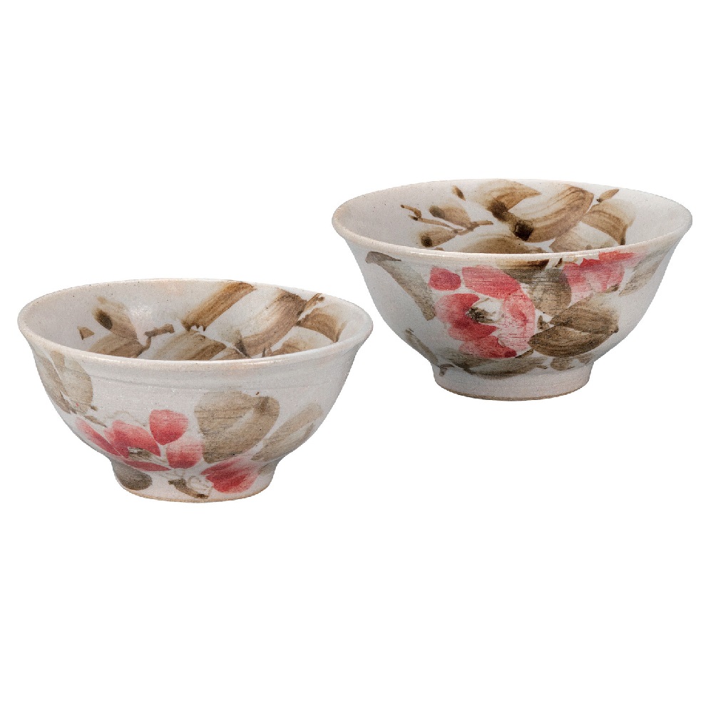 日本の伝統工芸品【九谷焼】組飯碗 染椿 創楽庵｜虹八-Kohya-