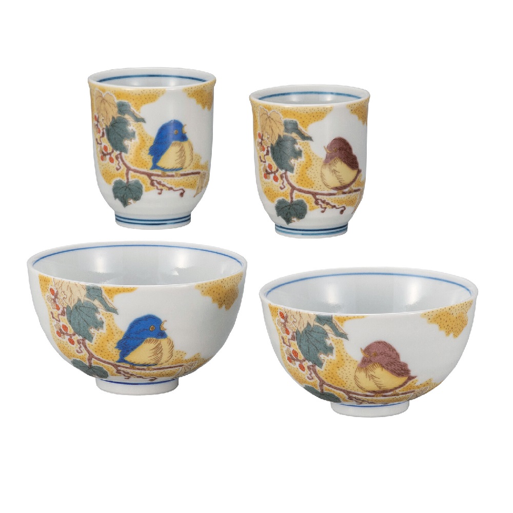 日本の伝統工芸品【九谷焼】睦揃 吉田屋雀｜虹八-Kohya-