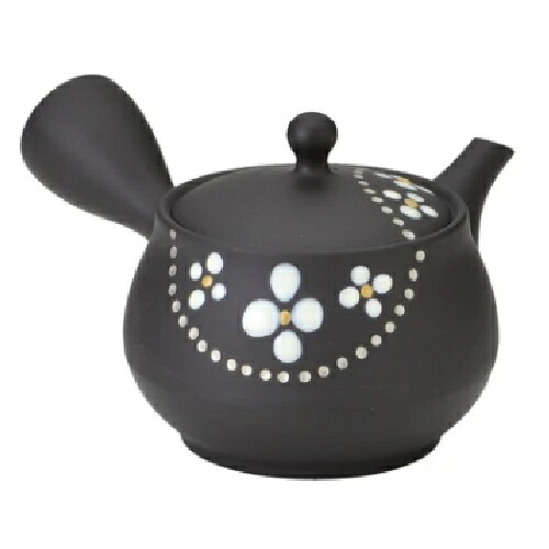 美味しいお茶を淹れるならこれ！！常滑焼急須【セラメッシュ】ふくろ型プラチナS字白花急須　昭萌作 300cc