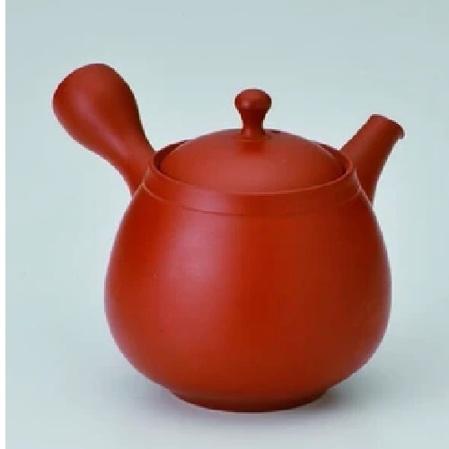常滑焼急須 雪堂作 陶製茶こし急須/セラメッシュ 朱泥ナス型急須（約270cc）