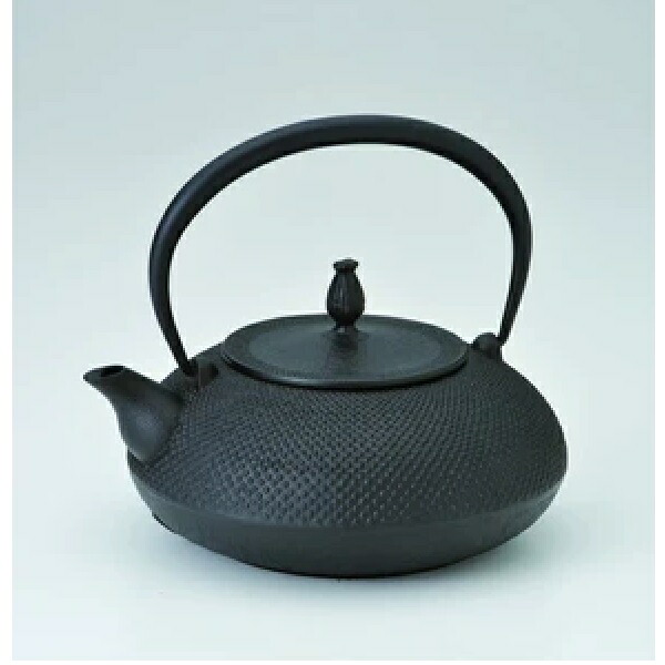 南部鉄器　鉄瓶IH平丸アラレ黒（直火・IH可）