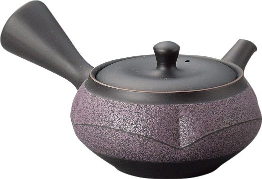 常滑焼　急須【帯網茶こし急須】宇幸黒泥　紫中帯急須　宇幸作　290cc｜虹八-Kohya-