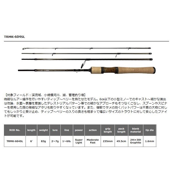 【百貨店大売り出し継続期間押さえる尖んがり10倍+お得な引き換え証】スミス トラウトロッド トラウティンスピン マルチュース TRMK-604SL (スピニング/4天下太平)
