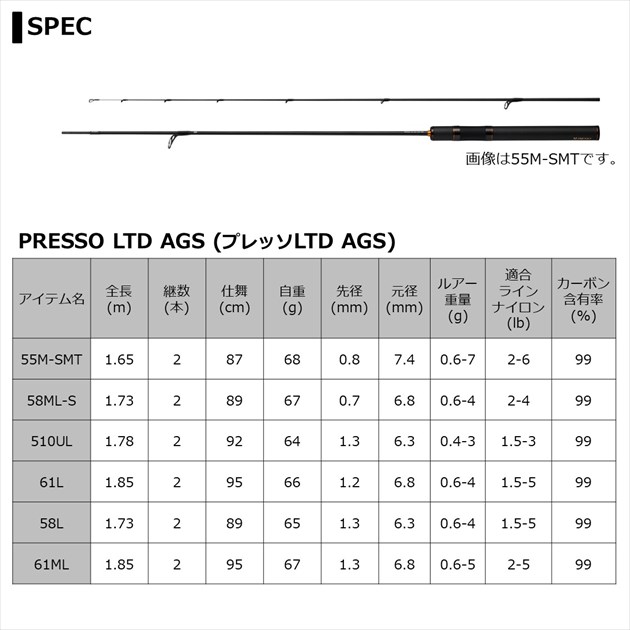 ダイワ トラウトロッド プレッソLTD AGS 61ML(2ピース) フィッシング