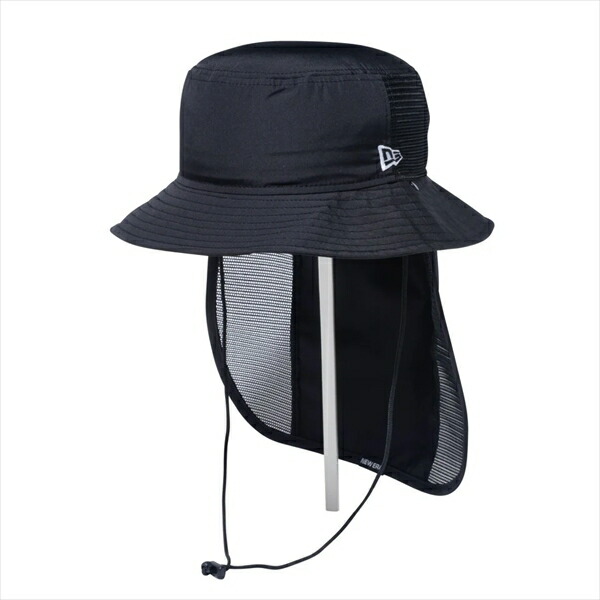 ニューエラジャパン かぶり笠 冒険ともし火 日がさ Tech Surf 黒いこと ML(59糎)