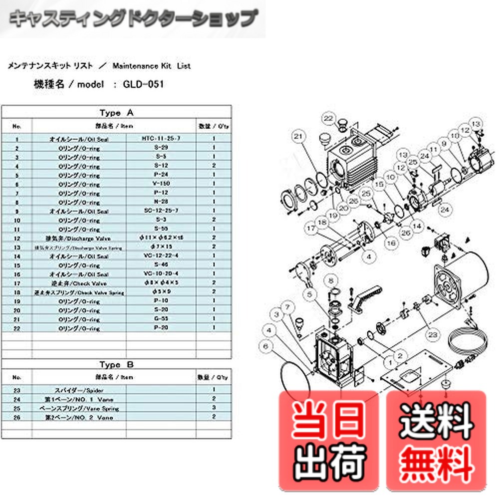 【送料無料】アルバック機工 ULVAC GLD-051用メンテナンスキットB GLD-051