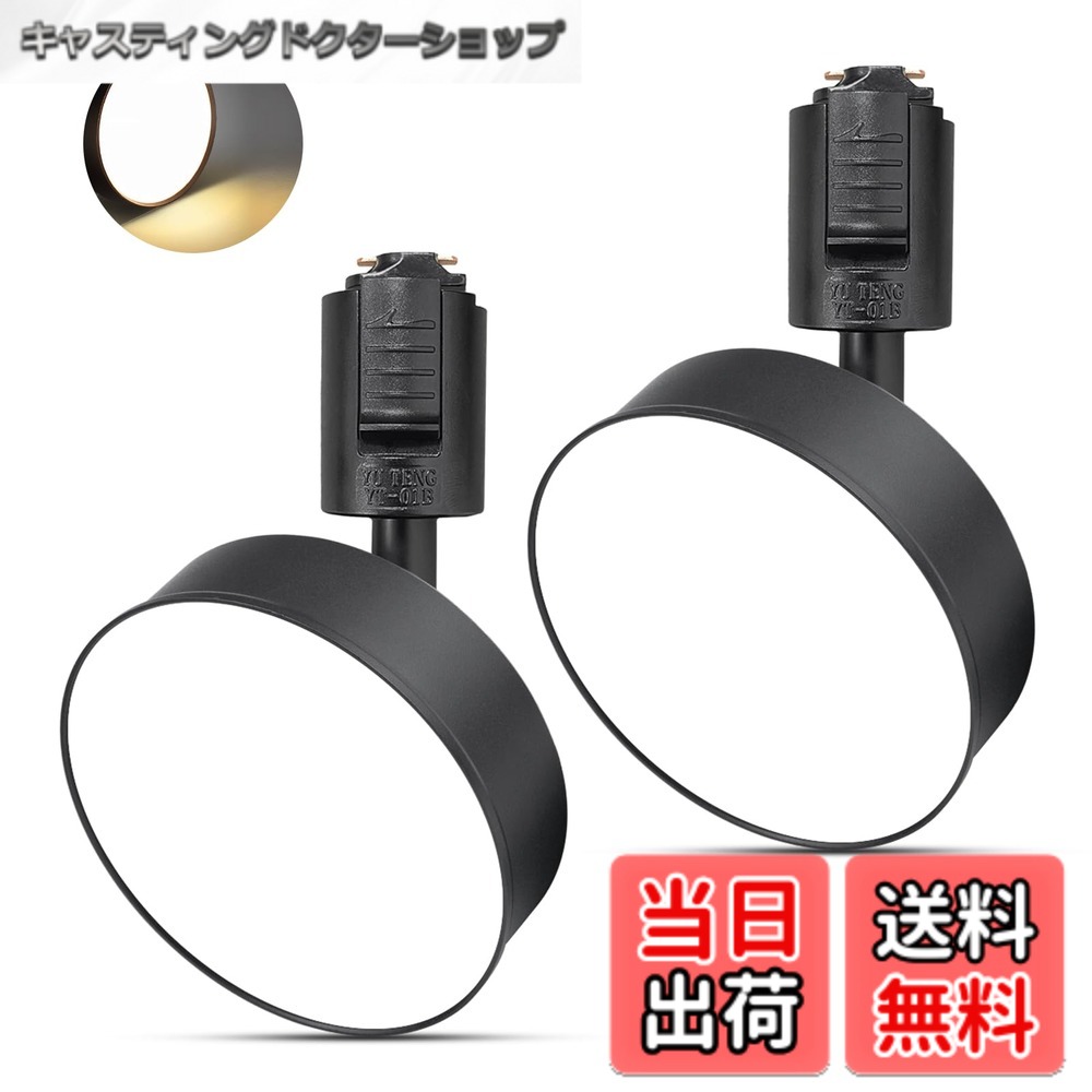 【送料無料】ダクトレールライト フィルライト消費電力12W LED搭載 大光量1100lm アメリカ(BridgeLux)LEDチップ 演色性Ra96.5 器具一体型 電球不要 取付簡単 色：ブラック(電球色3000K)、サイズ：(2個入り)