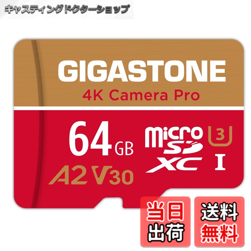 【送料無料】【5年データ復旧・無償交換】GIGASTONE マイクロsdカード 64GB 4K Camera Pro microSDXC UHS-I A2 V30 U3 C10 Ultra HD 4K ビデオ録画 Gopro アクションカメラ スポーツカメラ 95MB/s SDアダプター1枚付き