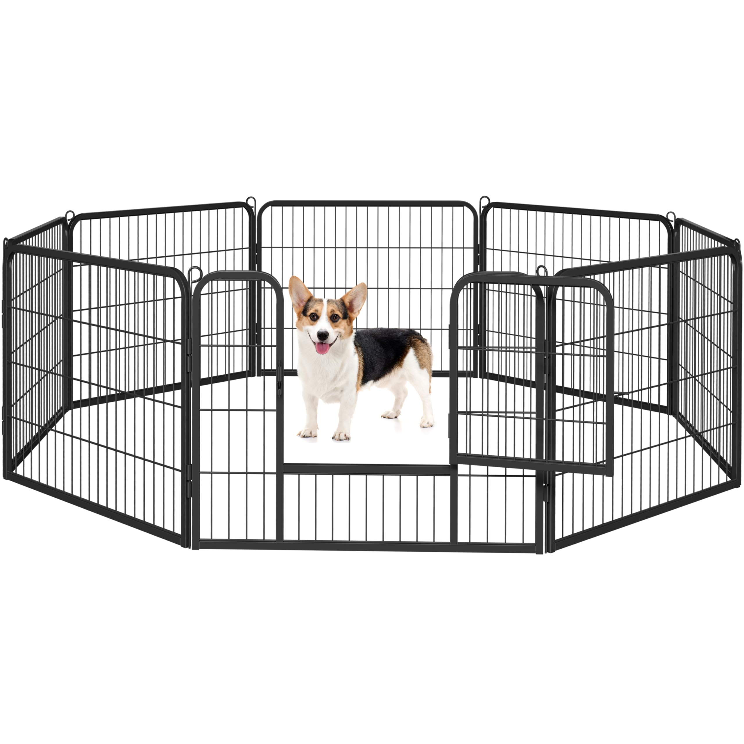 【貨物輸送無料】Yaheetech 犬 愛玩動物倶楽部 ドッグフェンス 犬用倶楽部 駒寄せ 伏せ籠 スチール写真製 折り畳み式 パウダーコンパクト 色：幅80cmx高さ60珊-八枚、大きさ：高さ60 珊