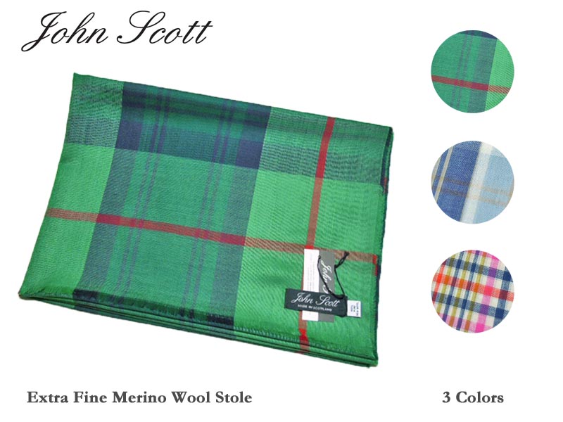 【John Scott】ジョン・スコット Extra Fine Merino Wool Stole メリノウール・ストール｜ジェイスタジアム