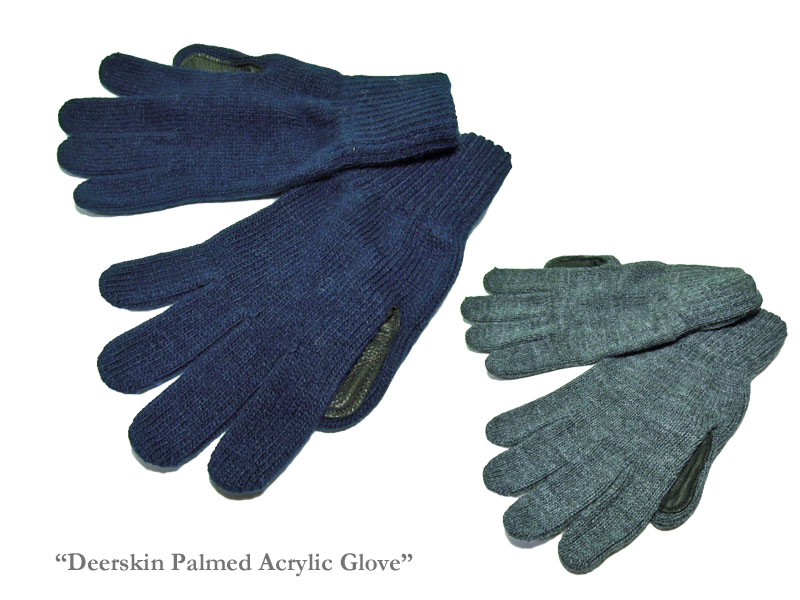 【NEWBERRY KNITTING】ニューベリーニッティング Mens Deerskin Palmed Acrylic Glove ディアスキン・無地地球儀