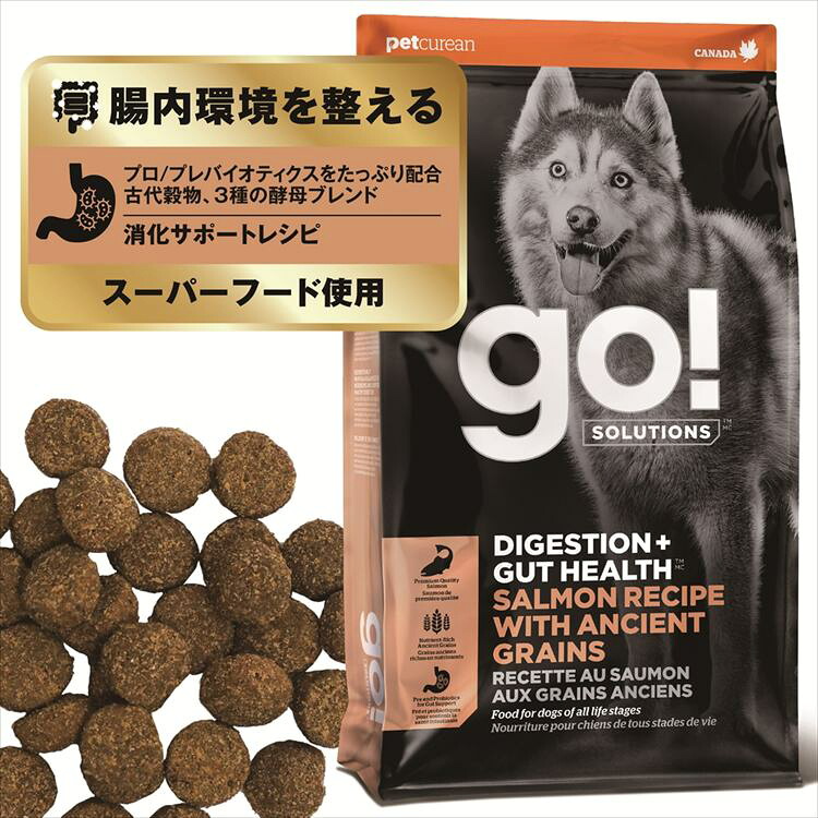 GO！消化+腸の健康ケア サーモン 2.3kg ドッグフード プレミアムフード 消化 腸 乳酸菌 酵母 腸内環境 お腹 サーモン グローバルペットニュートリション 【B】 5,170円