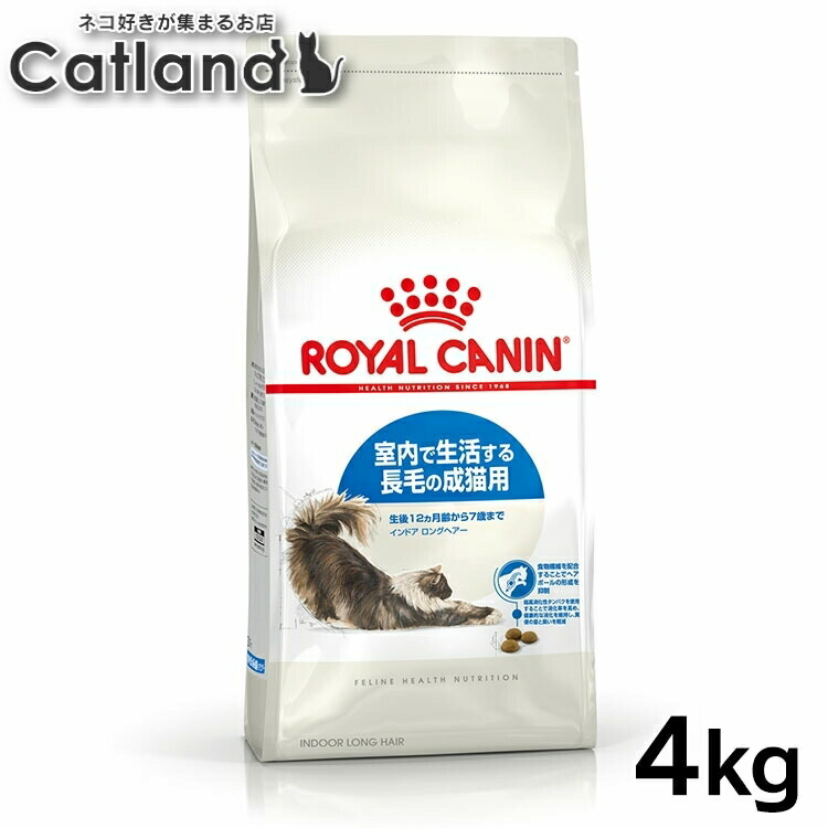 【セットは更にお得!】ロイヤルカナン インドア プレミアムフード ドライ ド 猫 猫フード 4kg 後期 ロングヘアー 室内飼い FHN 単品 2個セット まとめ買い 室内で生活する長毛の成猫用 長毛種 生後12ヵ月齢から 3182550739405 ≪正規品≫ 【rccf08】|キャットランド