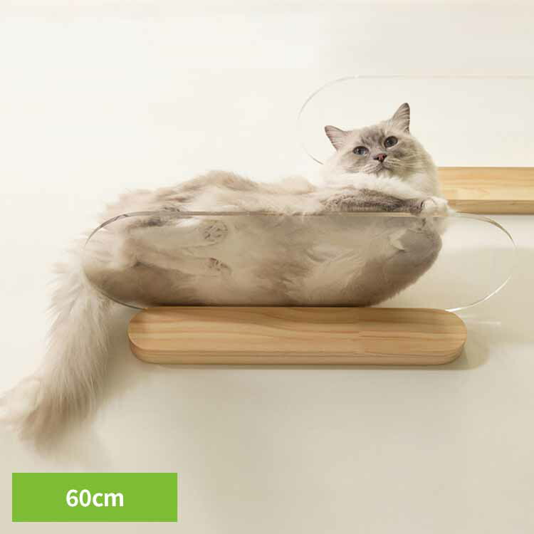OBLONG/M60cm MZ0037キャットウォーク キャットステップ 猫用品 ペット用品 猫家具 猫ベッド 壁掛け ペット共生 スケルトン 透明ステップ 長彩株式会社 【B】