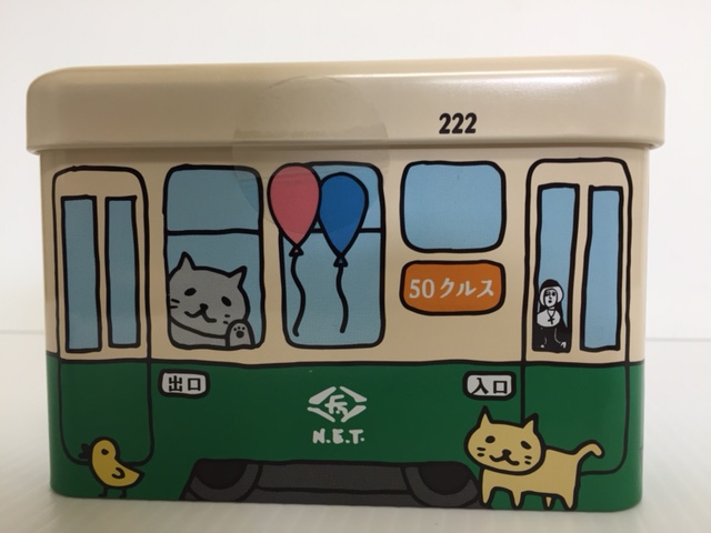 楽天市場 小浜食糧 長崎銘菓クルス尾曲猫の電車缶入１０枚たて9ｃｍよこ13ｃｍ高さ9ｃｍ キャッチトウキョウ