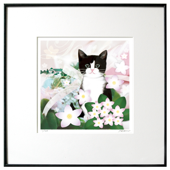 楽天市場】猫夢アート版画 「野葡萄（めくらぶどう）」白黒猫【猫 