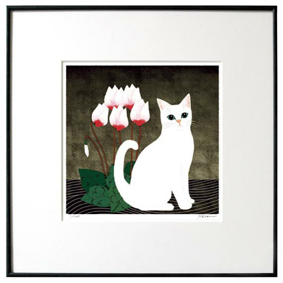 夢ら丘 実果 限定版画 額装 ☆ 直筆サイン・エディション有り ☆ 猫 ☆ 庭園 clover.jpg