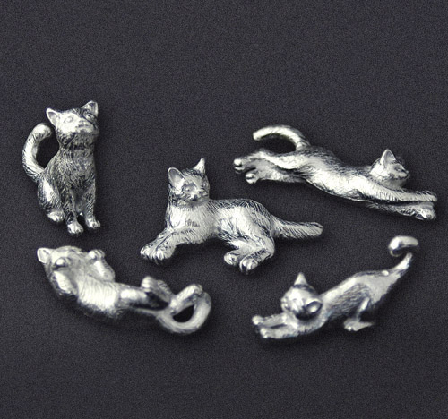 楽天市場 ハンドメイド錫 猫の箸置き 5ポーズセット 猫雑貨 猫グッズ 錫 箸置き Catelier キャットリエ