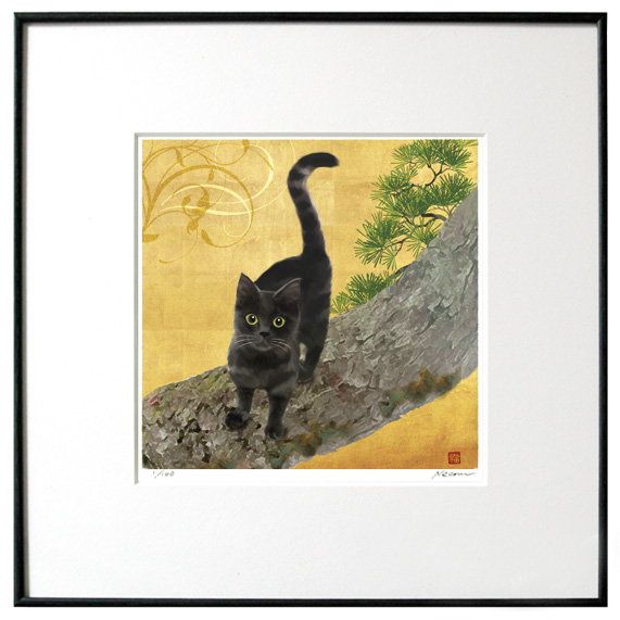 楽天市場】猫夢アート版画 「黒猫」【猫アート】【額 版画】【送料無料 