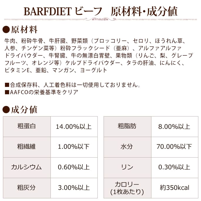 22正規激安 バーフダイエット Barfdiet ビーフ 12枚入パック ４袋 生食 ローフード 生肉 手作り食 ドックフード 犬用生肉 ドッグフード 手作り ペットフード 生骨 牛骨 まとめ買い 低カロリー 犬生肉 牛肉 Fucoa Cl