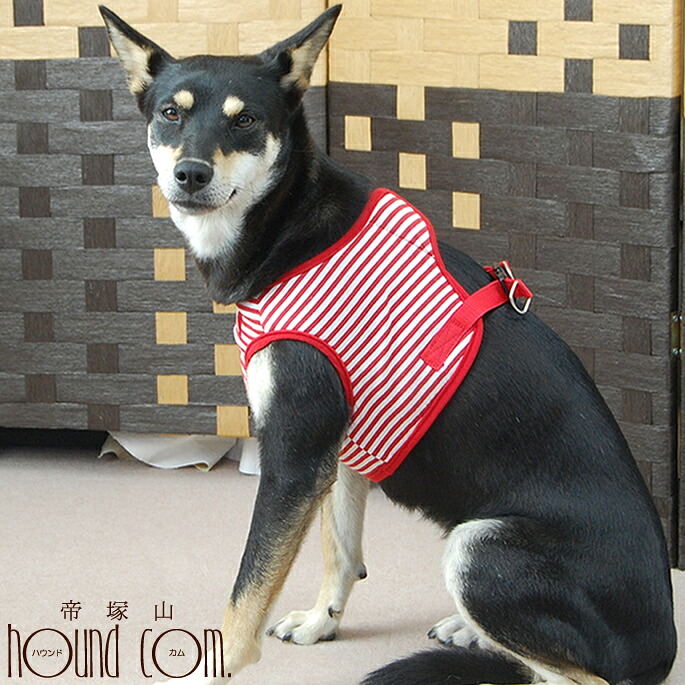 【リードは別売り】犬 ハーネス ASHU ウェアハーネス ボーダー XL 中型犬 肌に優しい布製 服型 帝塚山ハウンドカム