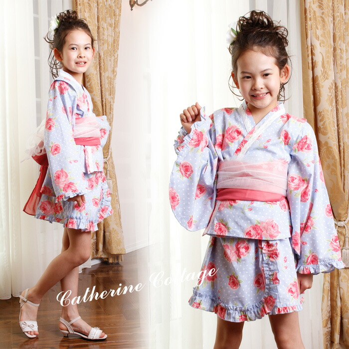 ロイヤリティフリー浴衣 甚平 女の子 イラスト画像