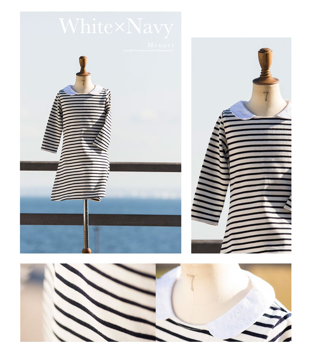 楽天市場 マークダウン3660 1500円 子供 女の子 ワンピース 七分袖 レース襟のボーダーワンピース マリン おでかけ 長袖 Tak カジュアル カジュアルワンピース キャサリンコテージ