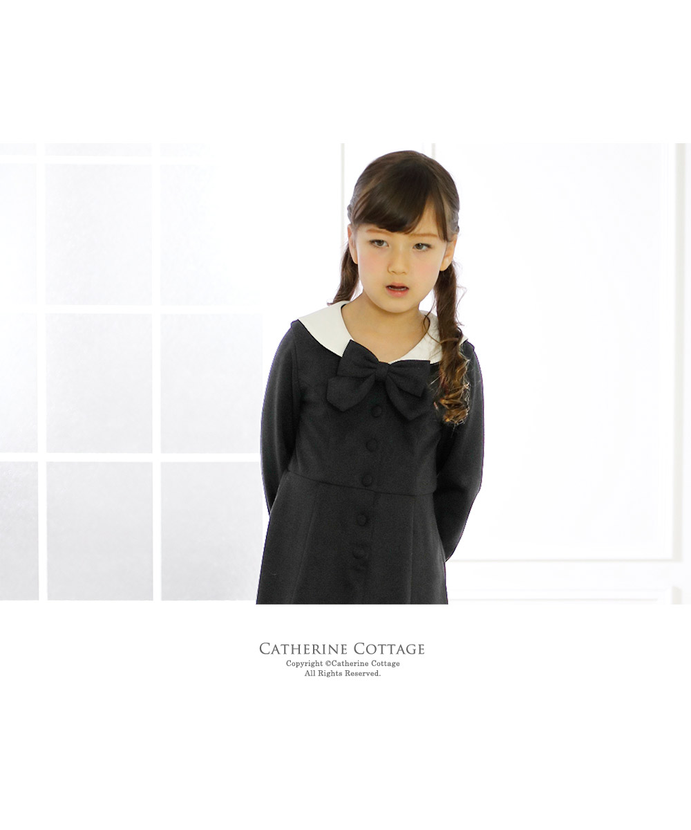 楽天市場 女の子 ワンピース セーラー襟ポンチワンピース 長袖 入学式 お受験 法事 葬儀 Tak フォーマル きちんとワンピース キャサリンコテージ