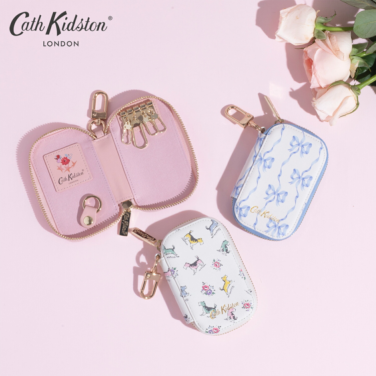 【全品ポイント5倍～4/10 01:59迄】キャス キッドソン 公式 カウレザー キーケース / レザー 牛革 革 可愛い 花柄 リボン 犬 オシャレ レディース キャスキッドソン Cath Kidston n250917