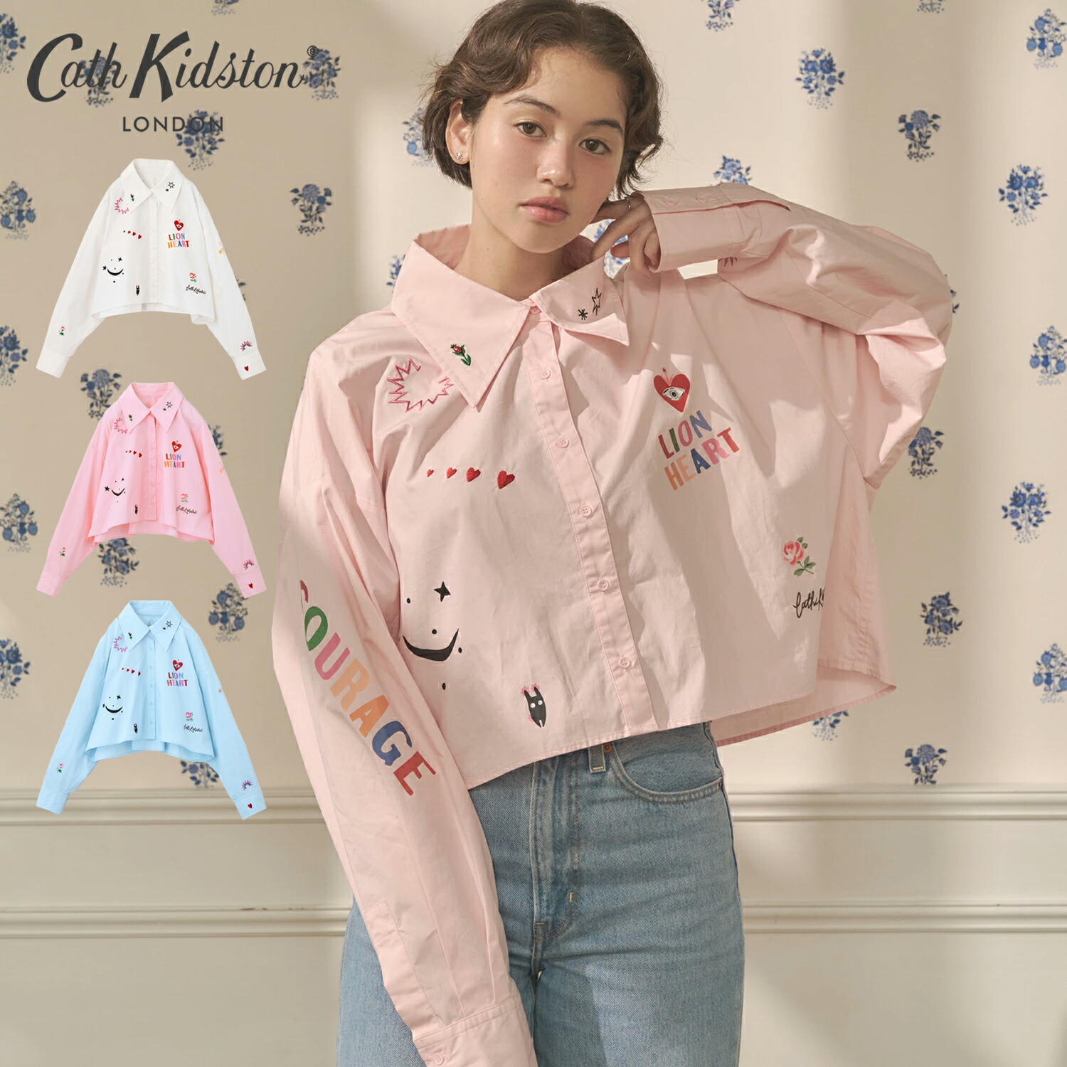 キャス キッドソン 公式 コラージュショートシャツ / シャツ レディース 長袖 ショート丈 ブラウス キャスキッドソン Cath Kidston n250822