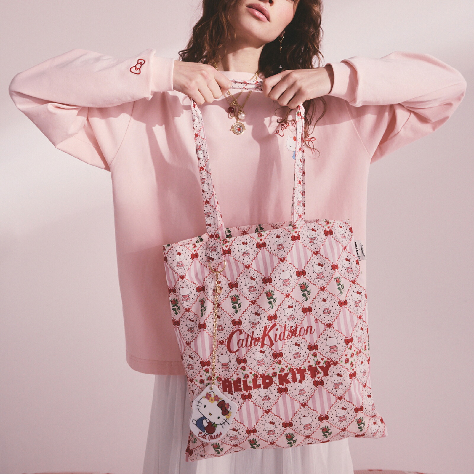 キャス キッドソン 公式 Cath Kidston × Hello Kitty トートバッグ Patchwork Pink / ハローキティ バッグ レディース キャスキッドソン Cath Kidston画像
