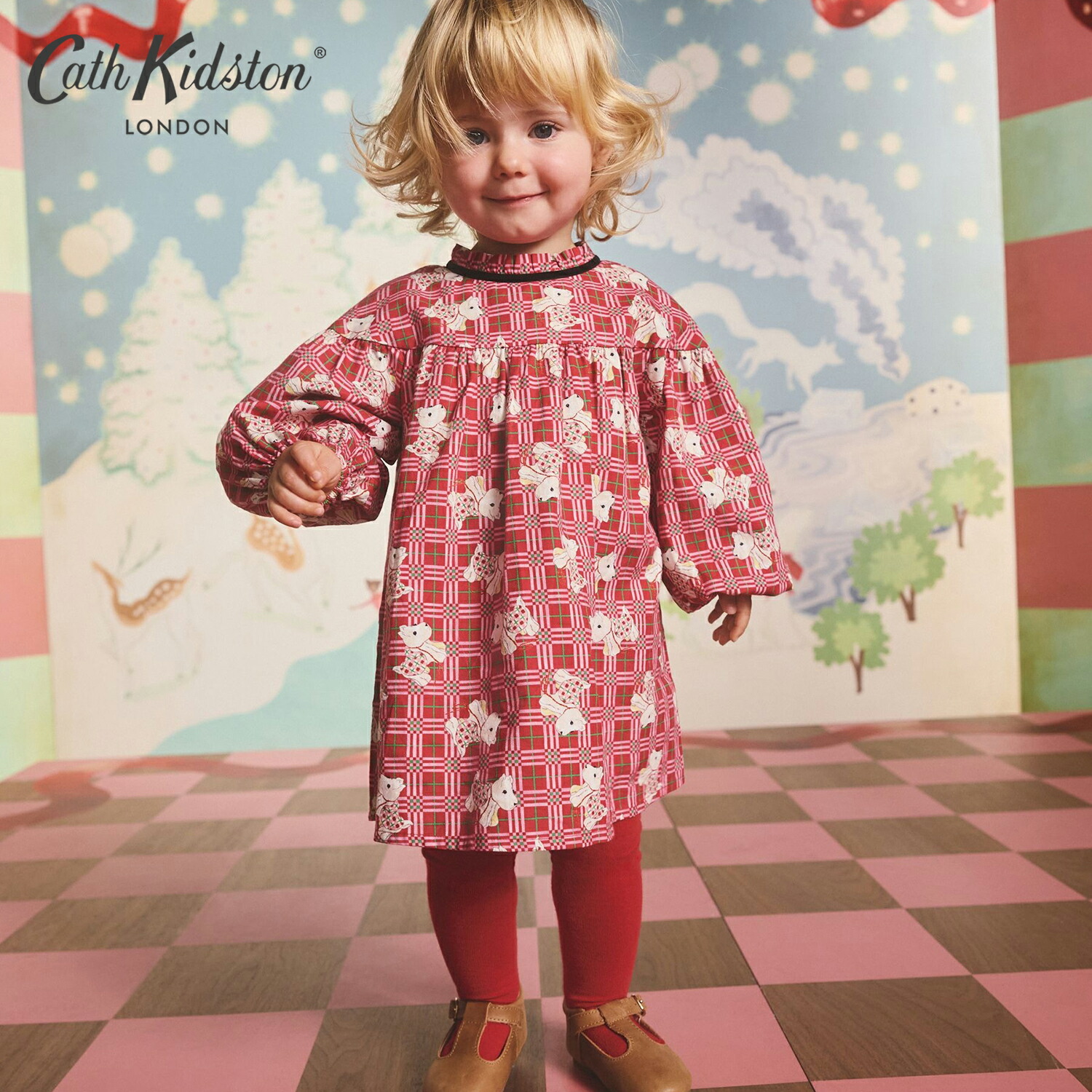 キャス キッドソン 公式 キッズ チェック ワンピース Dog Patchwork / レディース キャスキッドソン Cath Kidston n251212