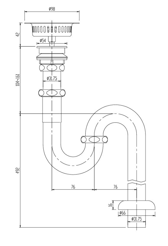 LIXIL リクシル SF-25SA 排水金具 Sトラップ (流し用) パイプ径 32mm【純正品】